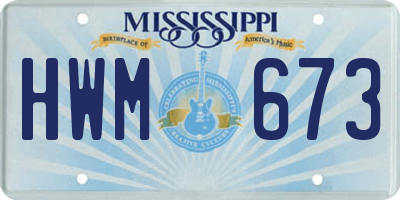 MS license plate HWM673