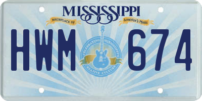 MS license plate HWM674