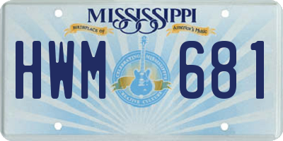 MS license plate HWM681