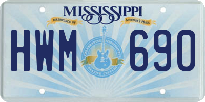 MS license plate HWM690