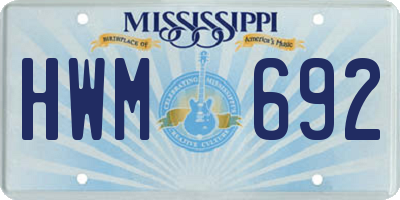 MS license plate HWM692
