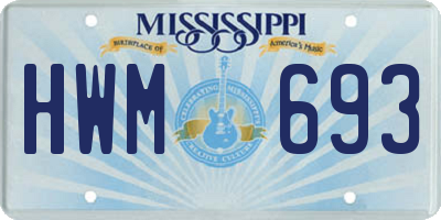 MS license plate HWM693