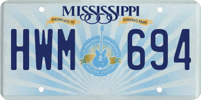 MS license plate HWM694