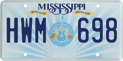 MS license plate HWM698