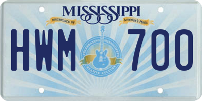 MS license plate HWM700
