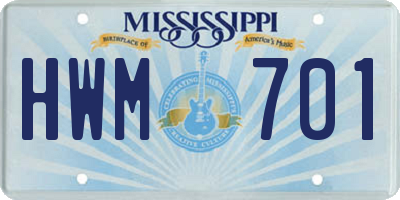 MS license plate HWM701