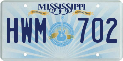 MS license plate HWM702
