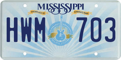 MS license plate HWM703