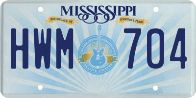 MS license plate HWM704