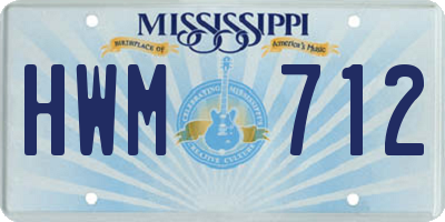 MS license plate HWM712