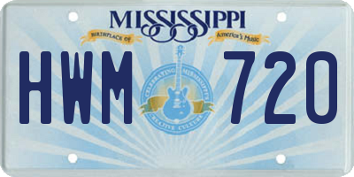 MS license plate HWM720