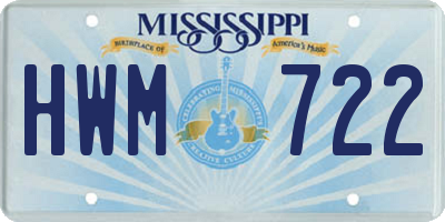 MS license plate HWM722