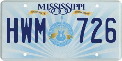MS license plate HWM726