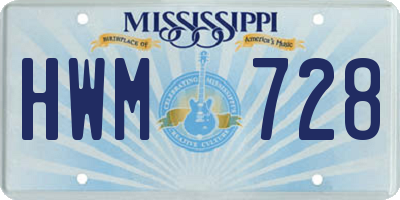 MS license plate HWM728