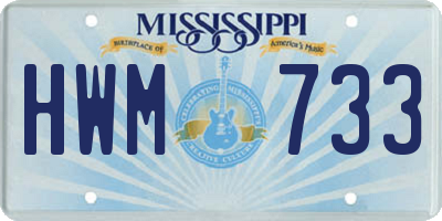 MS license plate HWM733