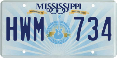 MS license plate HWM734