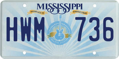 MS license plate HWM736