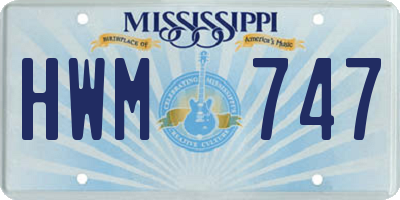 MS license plate HWM747
