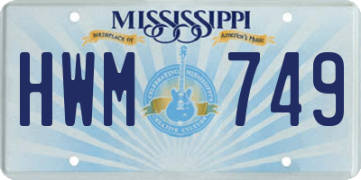 MS license plate HWM749