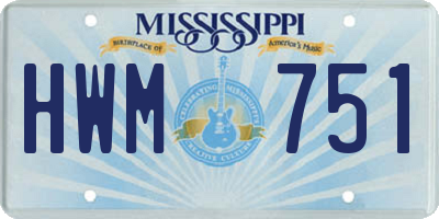 MS license plate HWM751