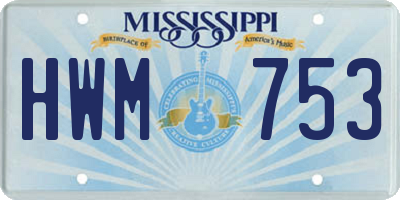 MS license plate HWM753