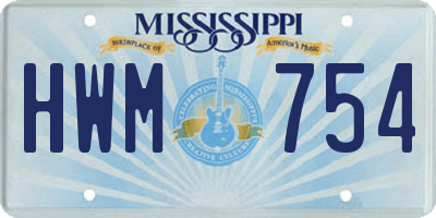 MS license plate HWM754