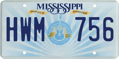 MS license plate HWM756