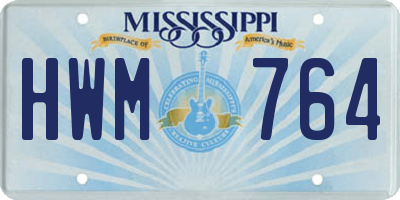 MS license plate HWM764
