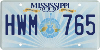 MS license plate HWM765