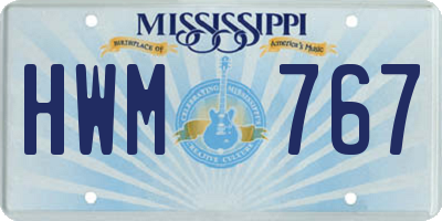 MS license plate HWM767