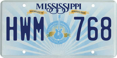 MS license plate HWM768