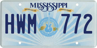 MS license plate HWM772