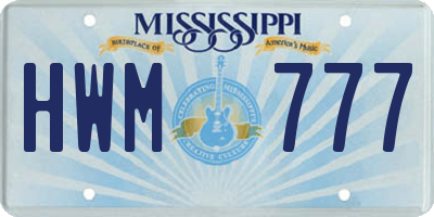 MS license plate HWM777