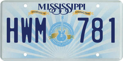 MS license plate HWM781