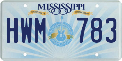 MS license plate HWM783