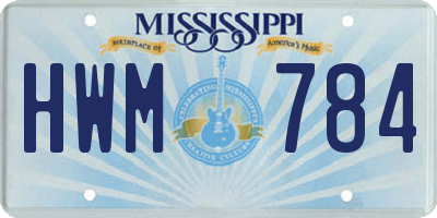 MS license plate HWM784