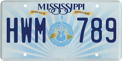 MS license plate HWM789