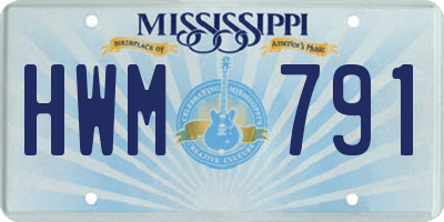 MS license plate HWM791