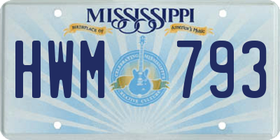 MS license plate HWM793