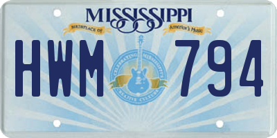 MS license plate HWM794