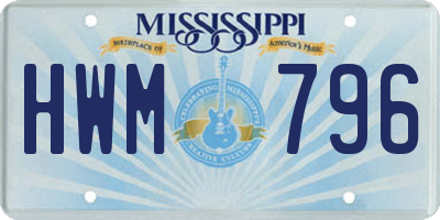 MS license plate HWM796