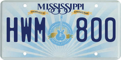 MS license plate HWM800
