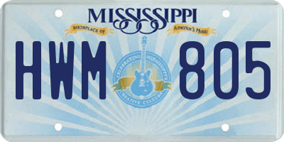 MS license plate HWM805