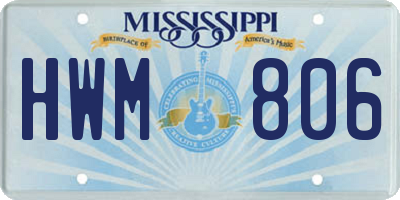 MS license plate HWM806