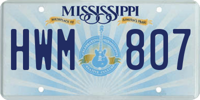 MS license plate HWM807