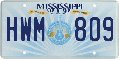 MS license plate HWM809