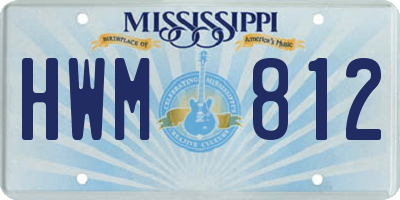 MS license plate HWM812