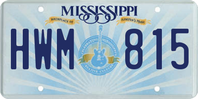 MS license plate HWM815
