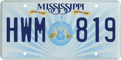 MS license plate HWM819