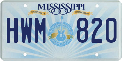 MS license plate HWM820